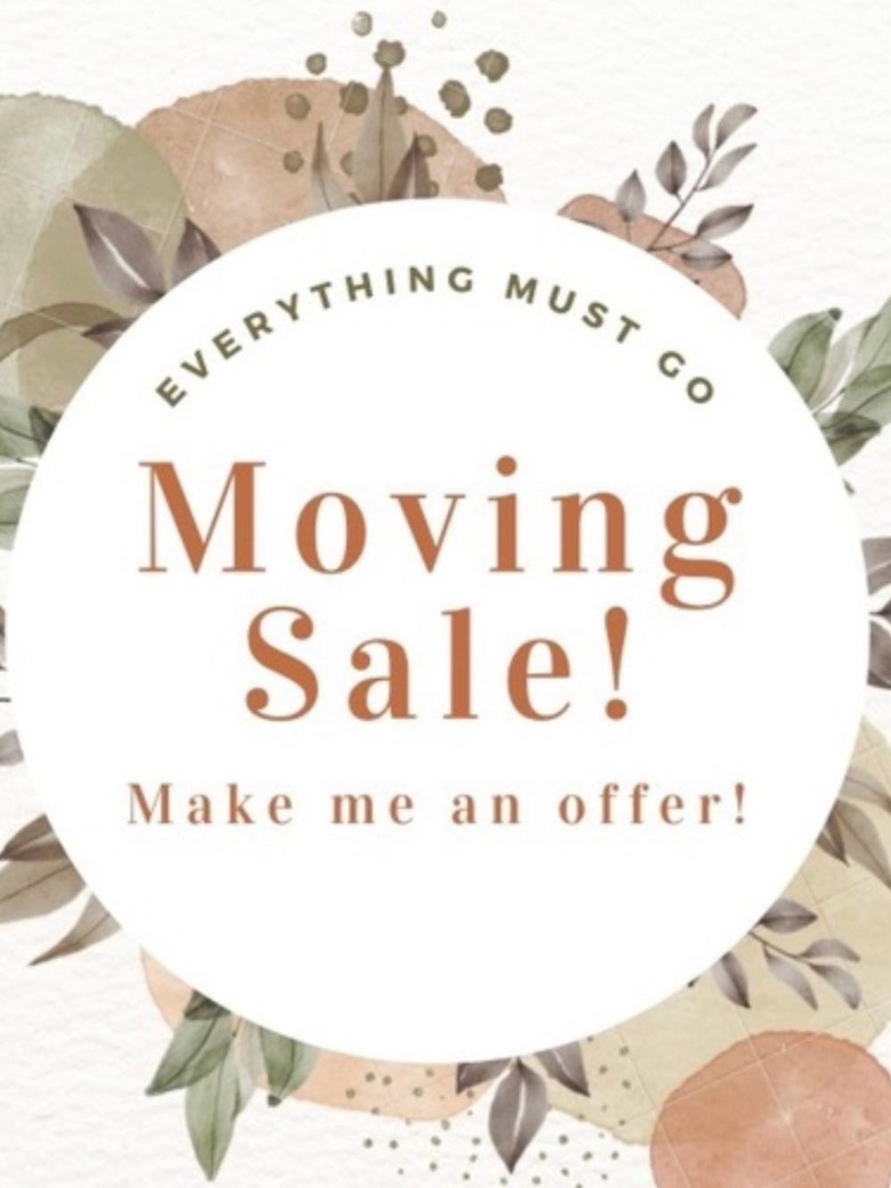 Moving Sale Graphic Poster - Neutral Earth Tones